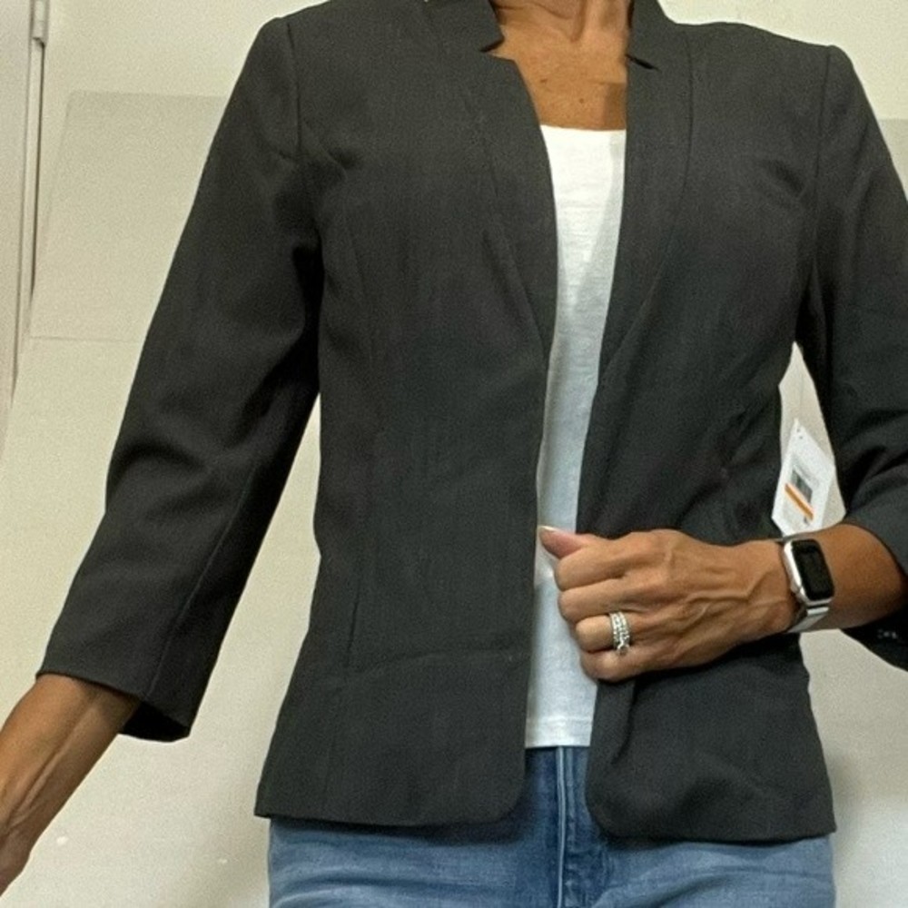 Kensie Blazer NWT Pockets, Lined, 3/4 Sleeves, Charcoal Gray, Small